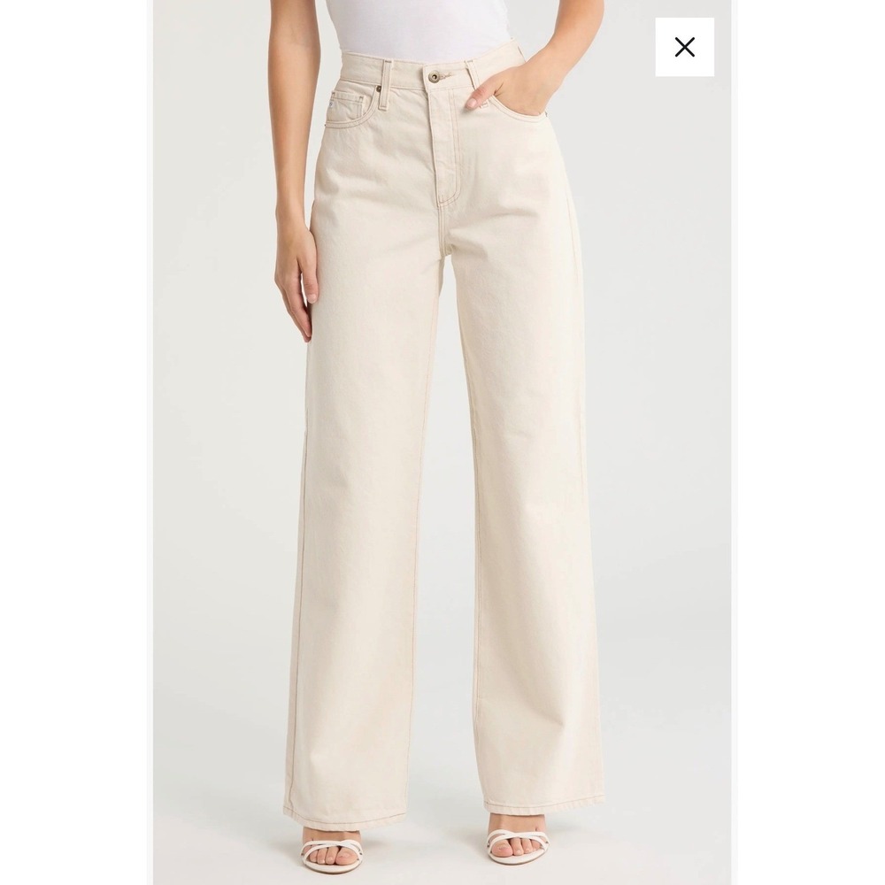 AG Adriano Goldschmied Kora High Rise Wide Leg Jeans Cream Size 29 PW44190